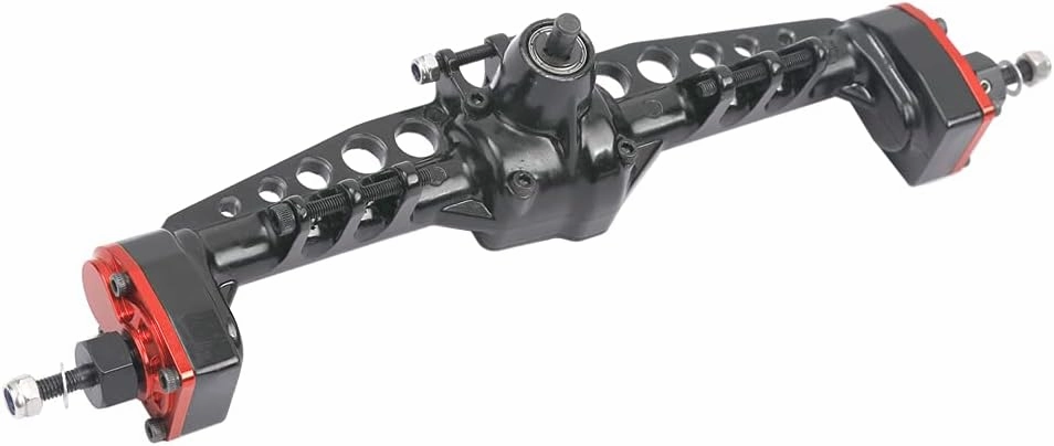 Aluminum Alloy Rear Portal Axle Complete for Axial SCX10 III AXI03007 1/10 RC Crawler Car Upgrades (Red&Black, Rear)
