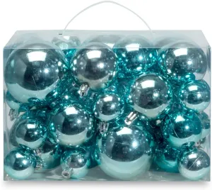 AMS 40ct Christmas Ball Plated Ornaments Tree Collection for Holiday Wedding Party Decoration(40ct Brilliance, Light Blue)