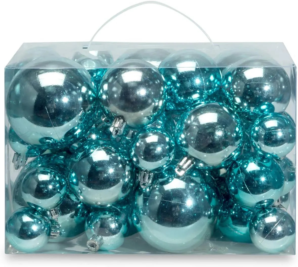 AMS 40ct Christmas Ball Plated Ornaments Tree Collection for Holiday Wedding Party Decoration(40ct Brilliance, Light Blue)