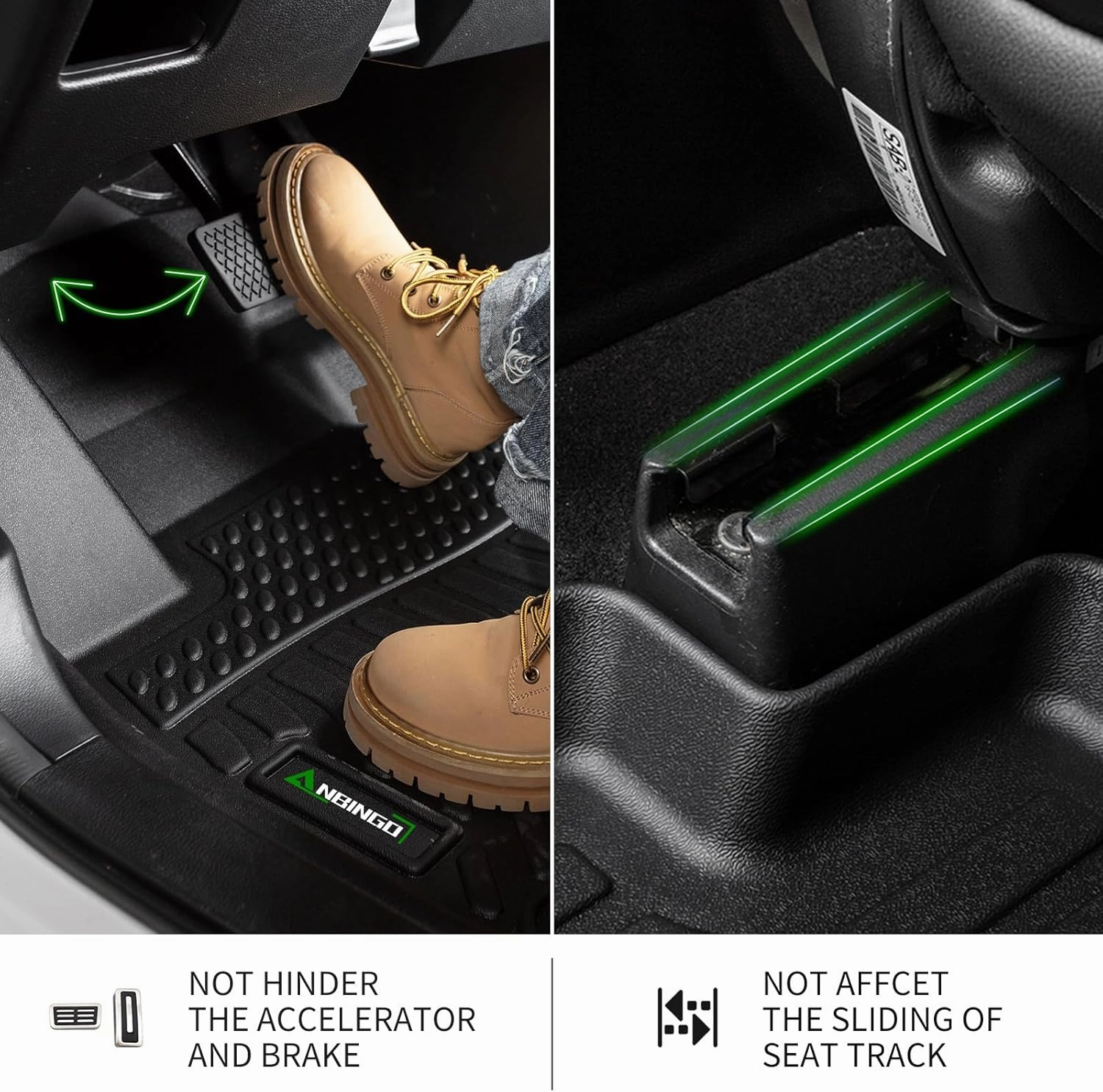 ANBINGO®Floor Mats Fit for Honda Pilot 2016-2022 LX/EX/EX-L/Touring (Bench Seat / 8 Seat) Waterproof Car Mats All Weather Mats Guard Floor Liners Front& Rear& 3rd Row Full Set Black