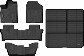 ANBINGO®Floor Mats Fit for Honda Pilot 2016-2022 LX/EX/EX-L/Touring (Bench Seat / 8 Seat) Waterproof Car Mats All Weather Mats Guard Floor Liners Front& Rear& 3rd Row Full Set Black
