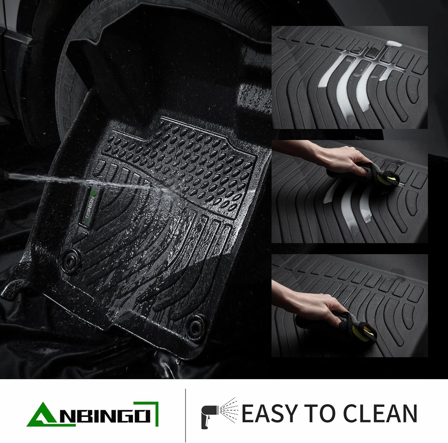 ANBINGO®Floor Mats Fit for Honda Pilot 2016-2022 LX/EX/EX-L/Touring (Bench Seat / 8 Seat) Waterproof Car Mats All Weather Mats Guard Floor Liners Front& Rear& 3rd Row Full Set Black
