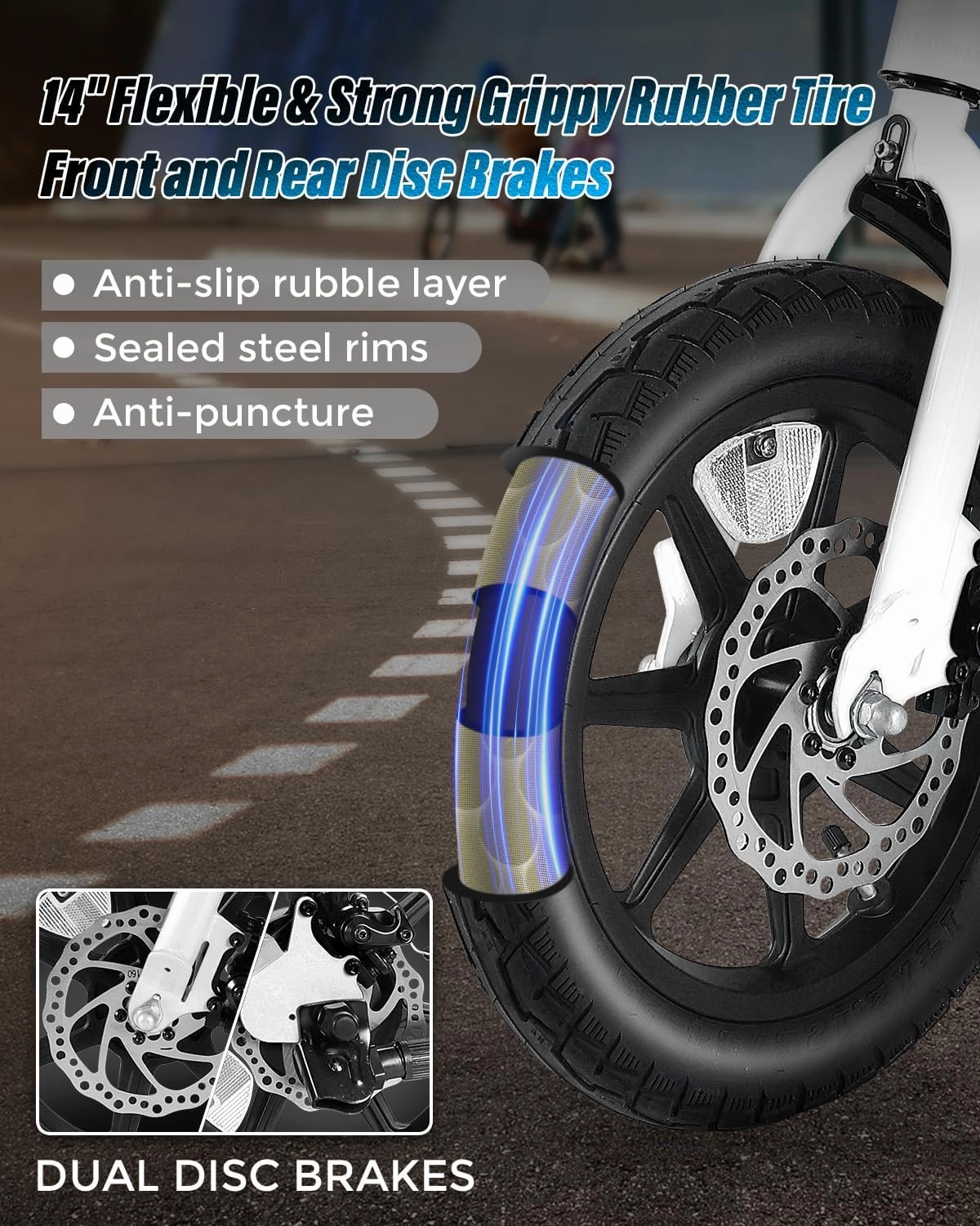 ANCHEER 14” Folding Electric Bike for Adults, 20MPH Ebike with 350W Motor[Peak 500W], 48V 374Wh Battery, Rigid/Dual Suspension, UL 2849 Certified Electric Bicycle, Compact Electric Mini Bike for Teens