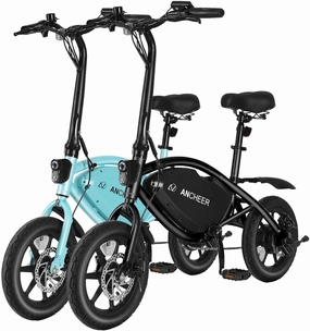 ANCHEER Foldable Electric Bike for Adults, 20MPH Ebike with 350W Motor[Peak 500W], 48V 374Wh Battery, 14" Compact Electric Mini Bike for Teens, Cruise Control, UL 2849 Certified, 2Pack