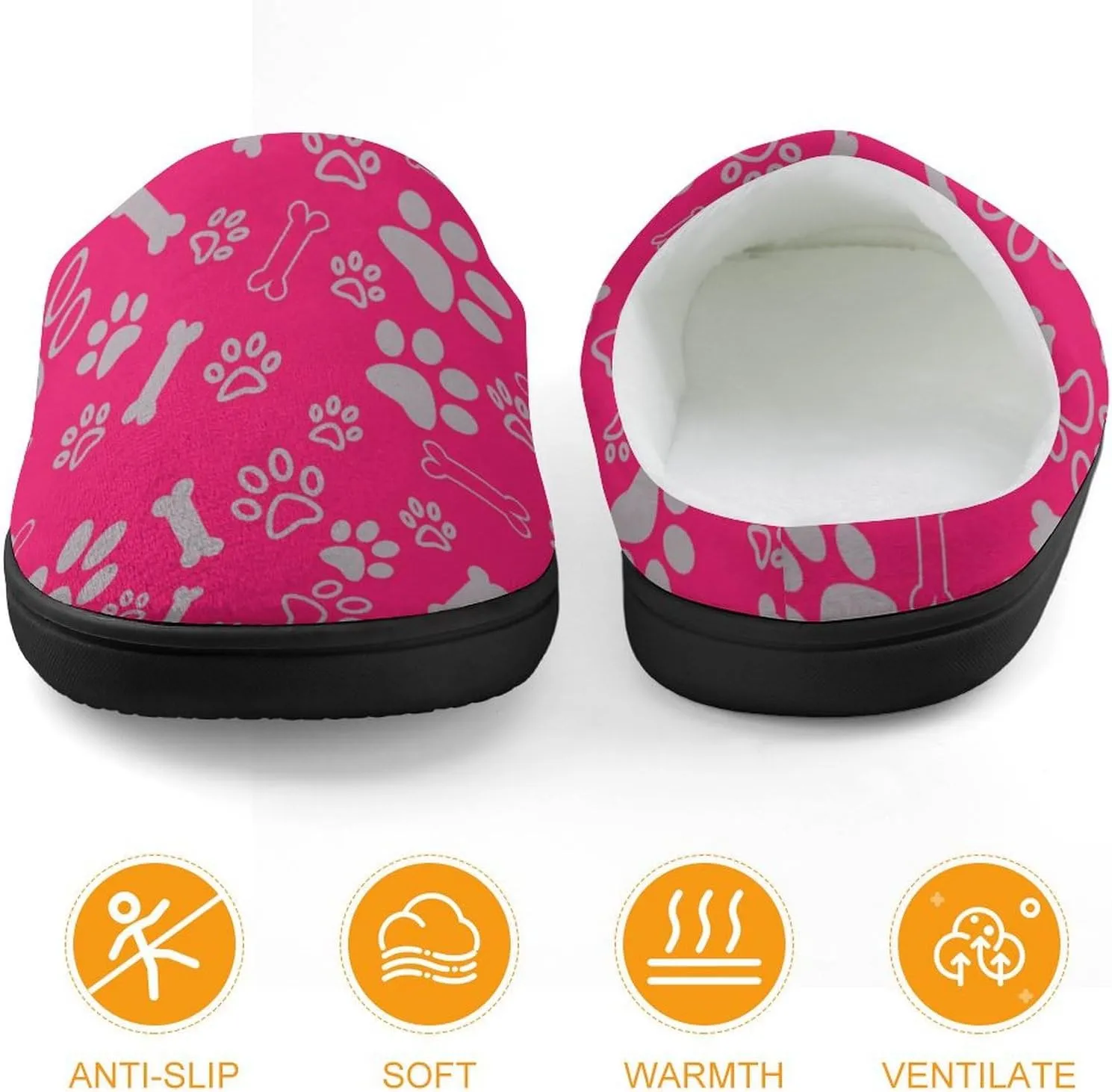 Animal Paws Print Slippers for Boys Girls Home Cotton Slippers Non-Slip Warm Little Kids Slippers