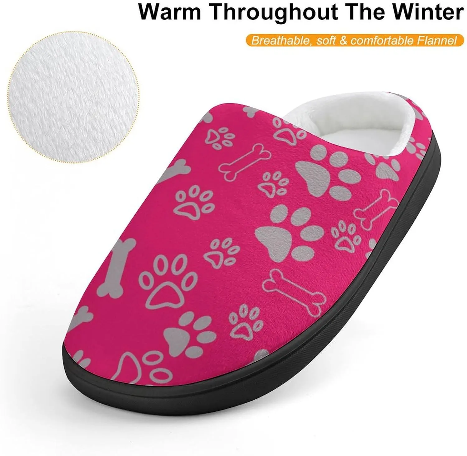 Animal Paws Print Slippers for Boys Girls Home Cotton Slippers Non-Slip Warm Little Kids Slippers