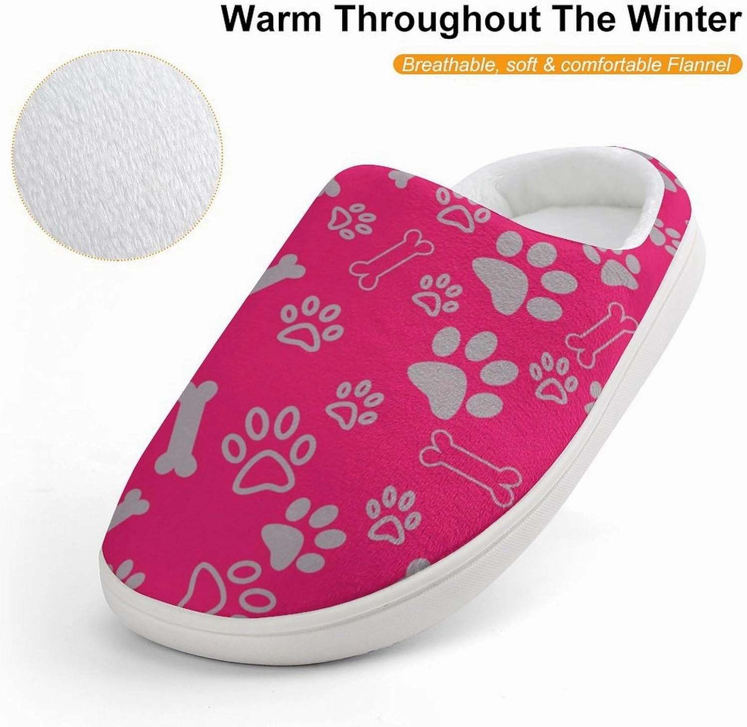 Animal Paws Print Slippers for Boys Girls Home Cotton Slippers Non-Slip Warm Little Kids Slippers
