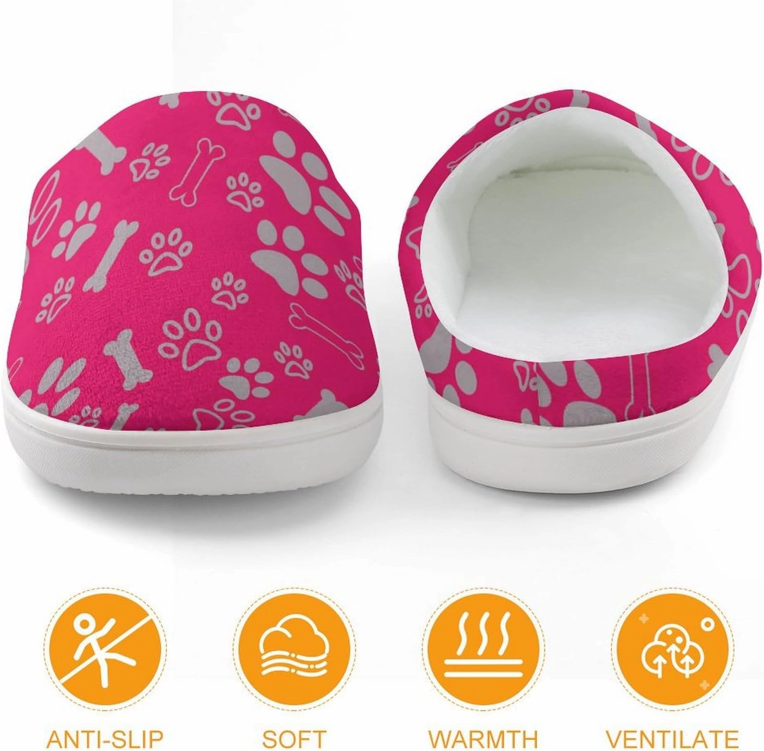 Animal Paws Print Slippers for Boys Girls Home Cotton Slippers Non-Slip Warm Little Kids Slippers