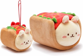 Anirollz Stuffed Animal Plush Toy – 3” & 6" Official Roll Blanket Outfitz Doll | Soft, Squishy, Warm, Cute, Comfort, Safe | Birthday Decorations Gift Hot Dog Pillow with Bunny Bunniroll