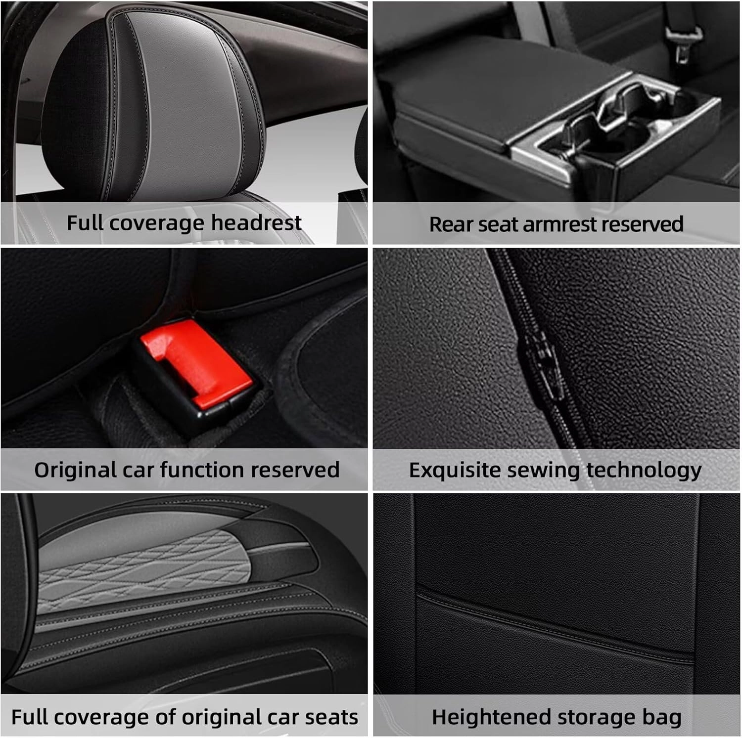 AOMSAZTO Car Seat Covers Front Seats Fit for Chevrolet Suburban 2009-2024: Faux Leather Saet Cover Waterproof Breathable Durable Compatible Airbag(2 Seat Covers Grey)