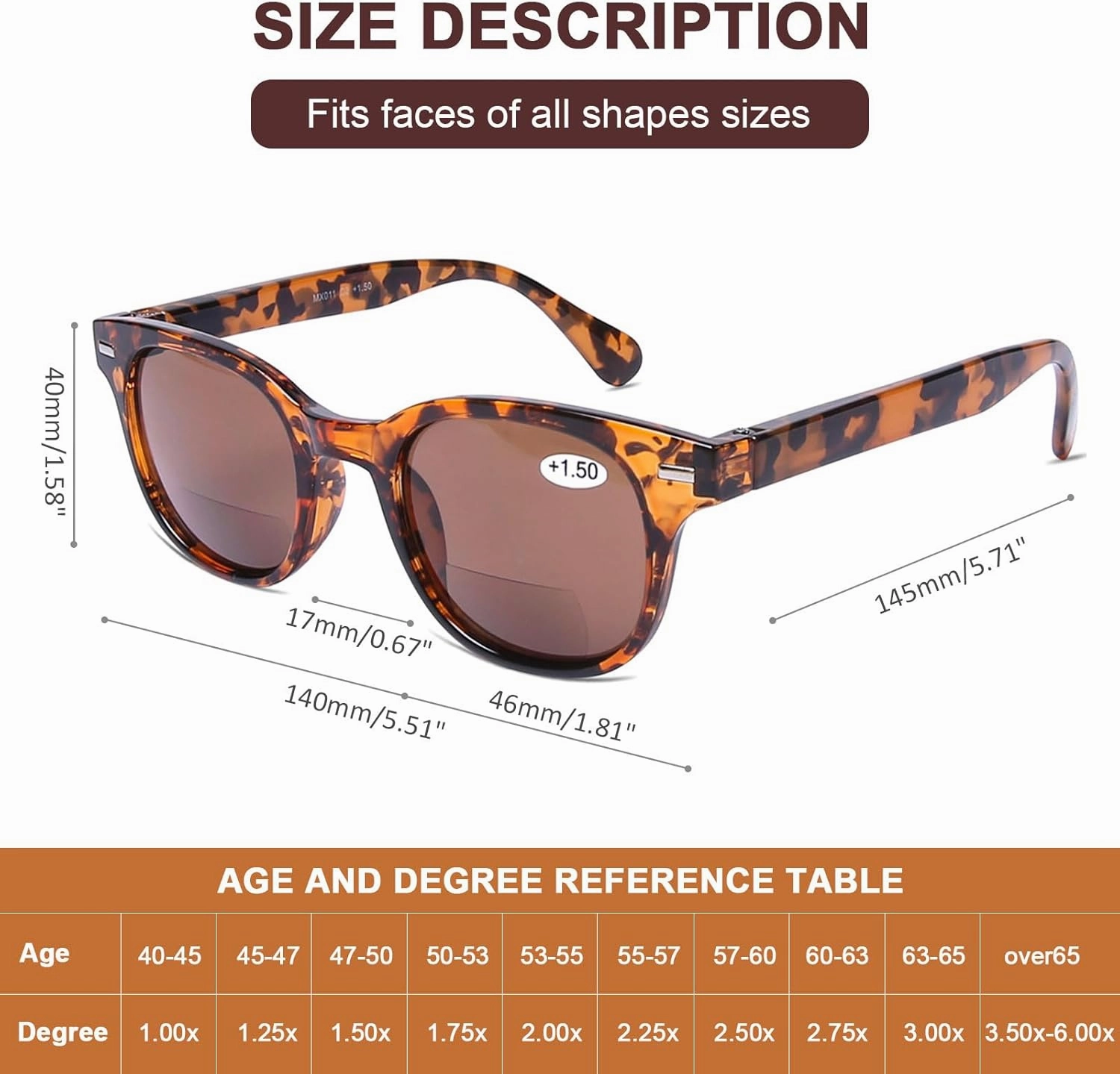 AQWANO Fashion Stylish Bifocal Reading glasses, Anti UV400 Protection Readers Lightweight Quality Spring Hinge Bifocal Readers Men and Women, 1.0