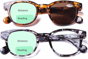AQWANO Fashion Stylish Bifocal Reading glasses, Anti UV400 Protection Readers Lightweight Quality Spring Hinge Bifocal Readers Men and Women, 1.0