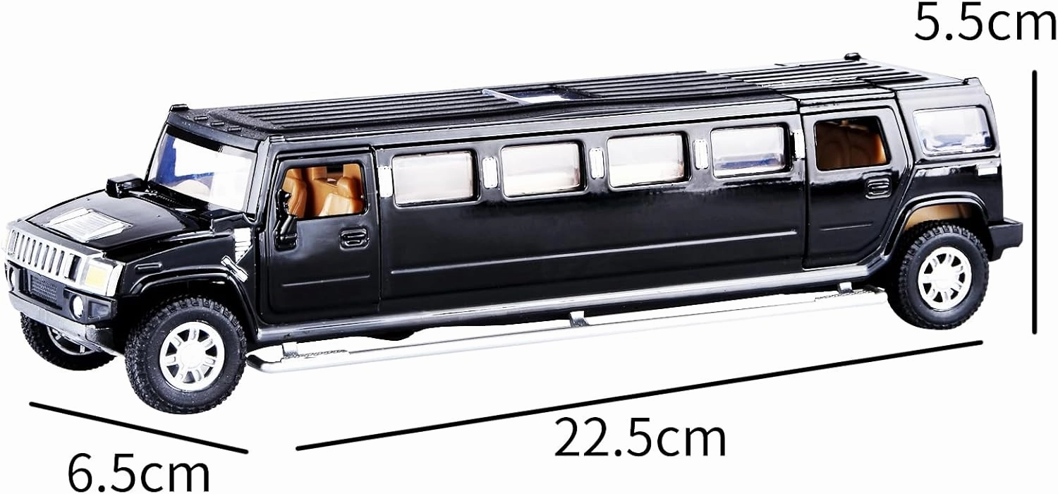 ARCADORA 1:32 Alloy Pull Back diecast Metal Toy Vehicles with Sound Light Extended 6 Open Doors for Kids Gift