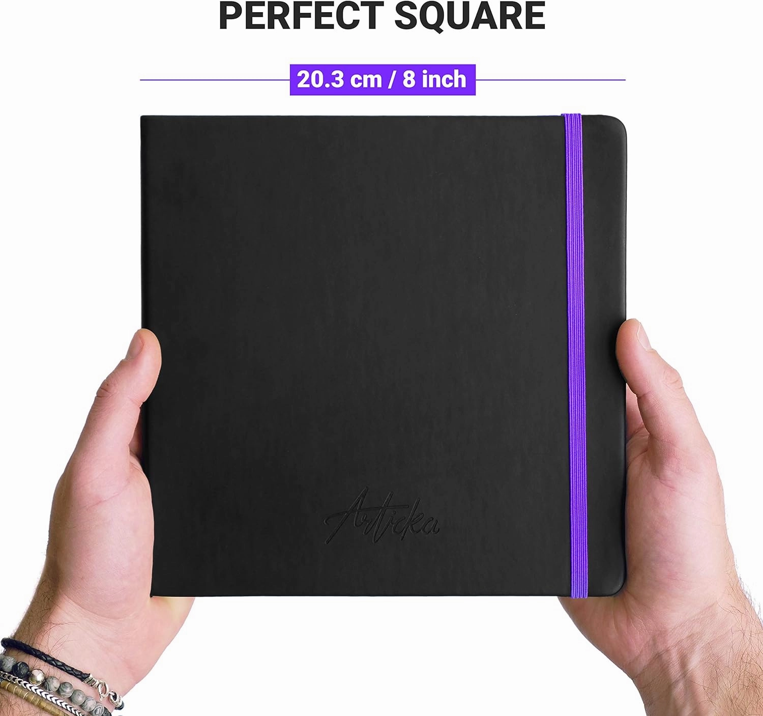 Articka Hardcover Sketchbook – 8x8 Square Sketch Journal, 120 Pages, 180GSM Thick Paper – Hard Cover Sketch Book for Drawing & Journaling – Small Sketch Book with Elastic Closure