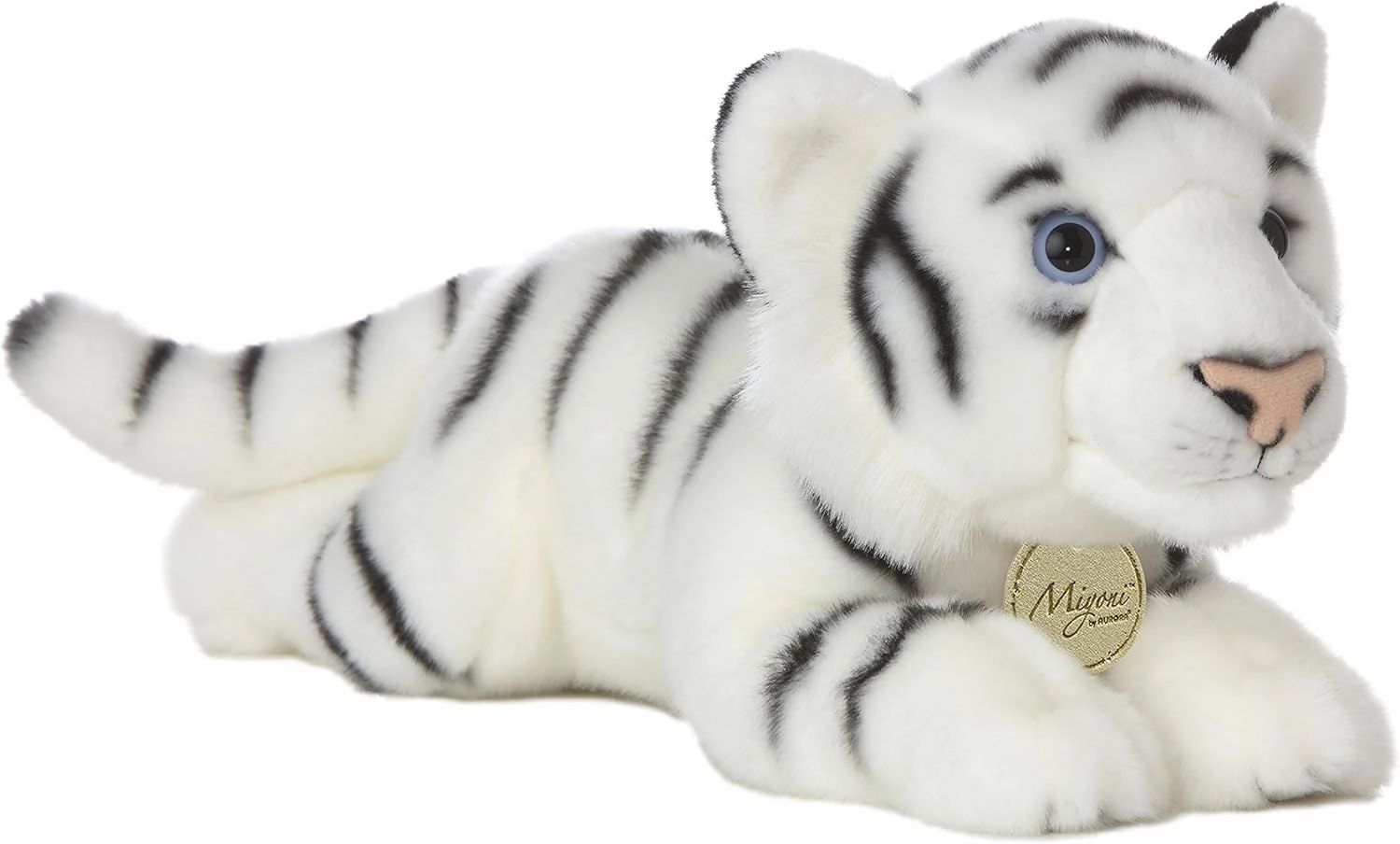 Aurora® Realistic Miyoni® White Tiger Stuffed Animal - Lifelike Detail - Cherished Companionship - White 16.5 Inches