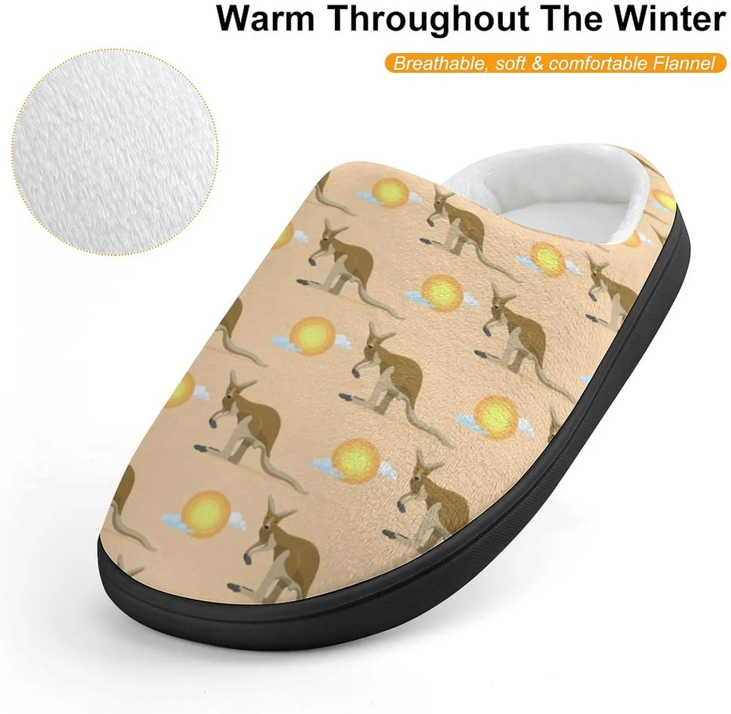 Australian Animal Kangaroo Print Slippers for Boys Girls Home Cotton Slippers Non-Slip Warm Little Kids Slippers