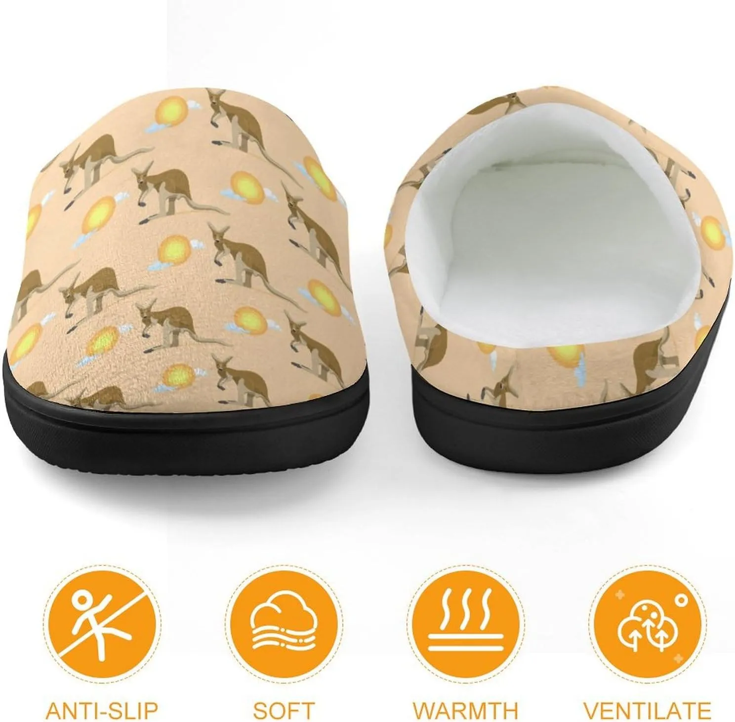 Australian Animal Kangaroo Print Slippers for Boys Girls Home Cotton Slippers Non-Slip Warm Little Kids Slippers