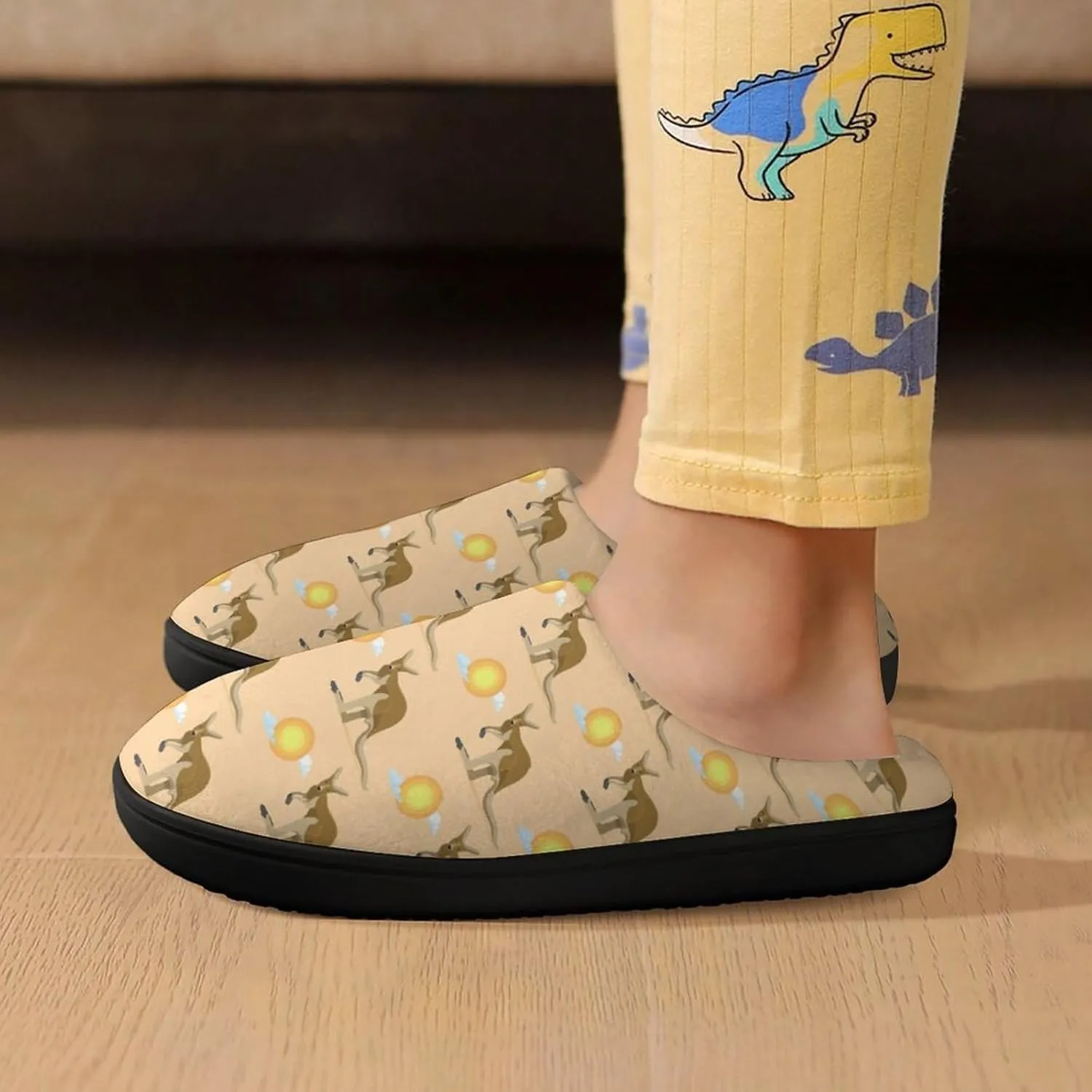 Australian Animal Kangaroo Print Slippers for Boys Girls Home Cotton Slippers Non-Slip Warm Little Kids Slippers
