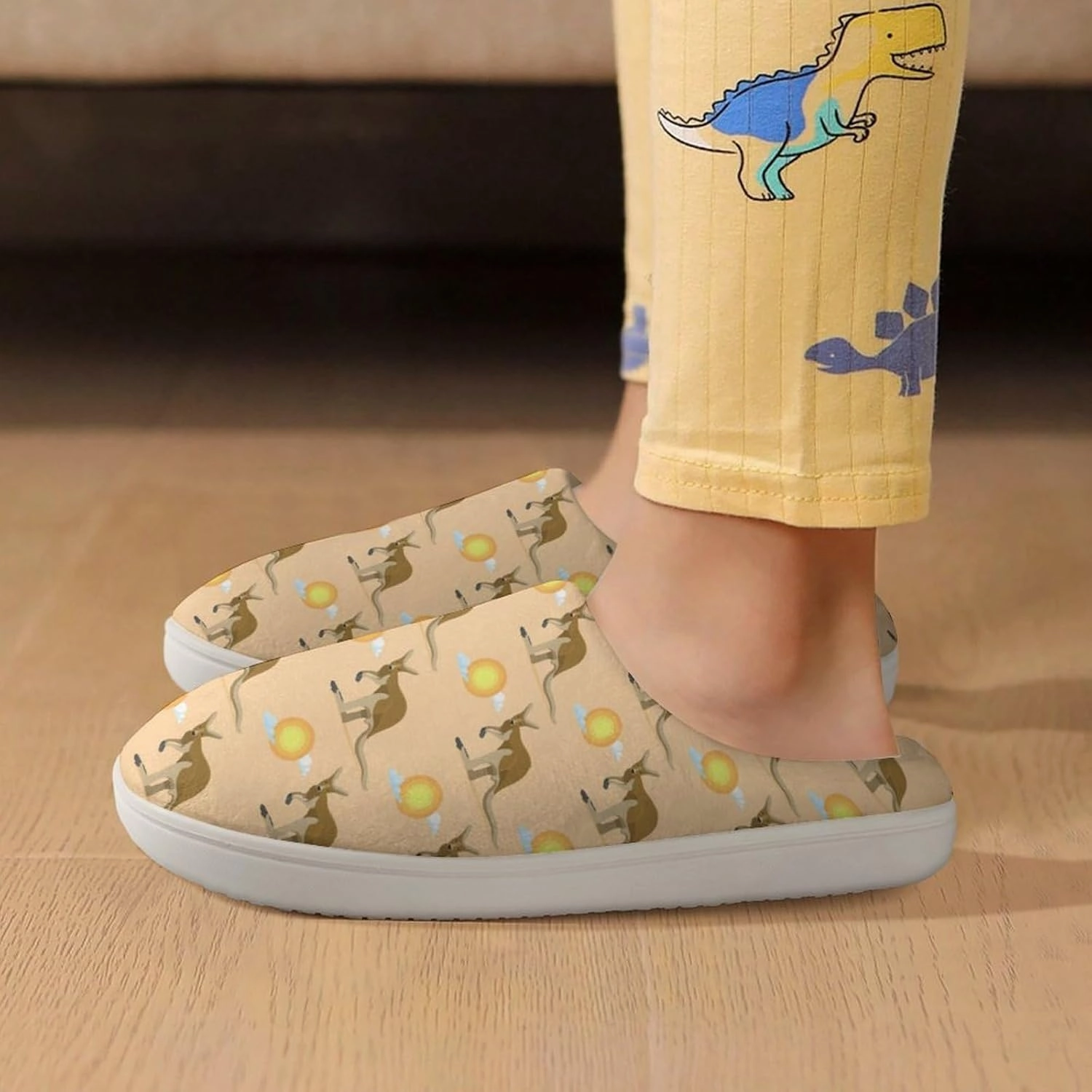 Australian Animal Kangaroo Print Slippers for Boys Girls Home Cotton Slippers Non-Slip Warm Little Kids Slippers