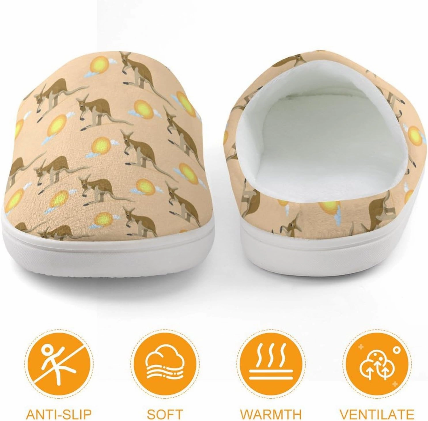 Australian Animal Kangaroo Print Slippers for Boys Girls Home Cotton Slippers Non-Slip Warm Little Kids Slippers