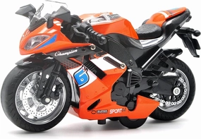 Authentic Die-Cast Motorcycles with Music Lighting,Toy Moto Bike for Kids and Collectors Ages 3 and up(Orange)