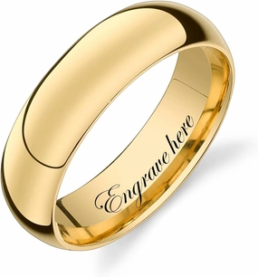 Authentic Solid Gold Wedding Band for Women & Men - Personalized 2/4/6/8MM Size 4-15 Classic Womens Mens Gold Band for Wedding & Engagement
