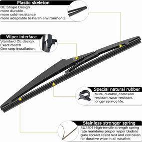 AUTOBOO 24" 14" Windshield Wipers with 12" Rear Wiper Blades Replacement for Fiat 500 2011 2012 2013 2014 2015 2016 2017 2018 2019 -Original Factory Quality (Pack of 3)