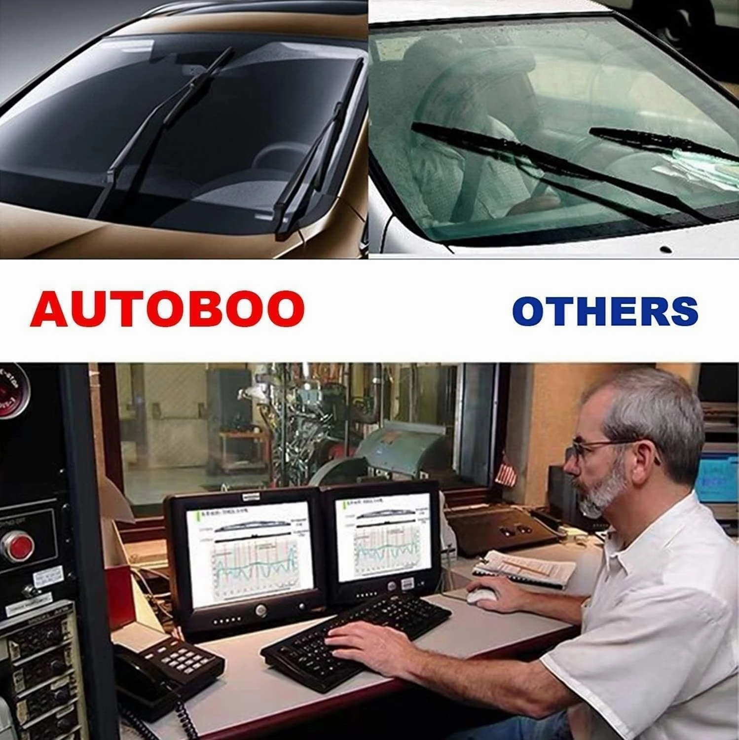 AUTOBOO 24" 14" Windshield Wipers with 12" Rear Wiper Blades Replacement for Fiat 500 2011 2012 2013 2014 2015 2016 2017 2018 2019 -Original Factory Quality (Pack of 3)