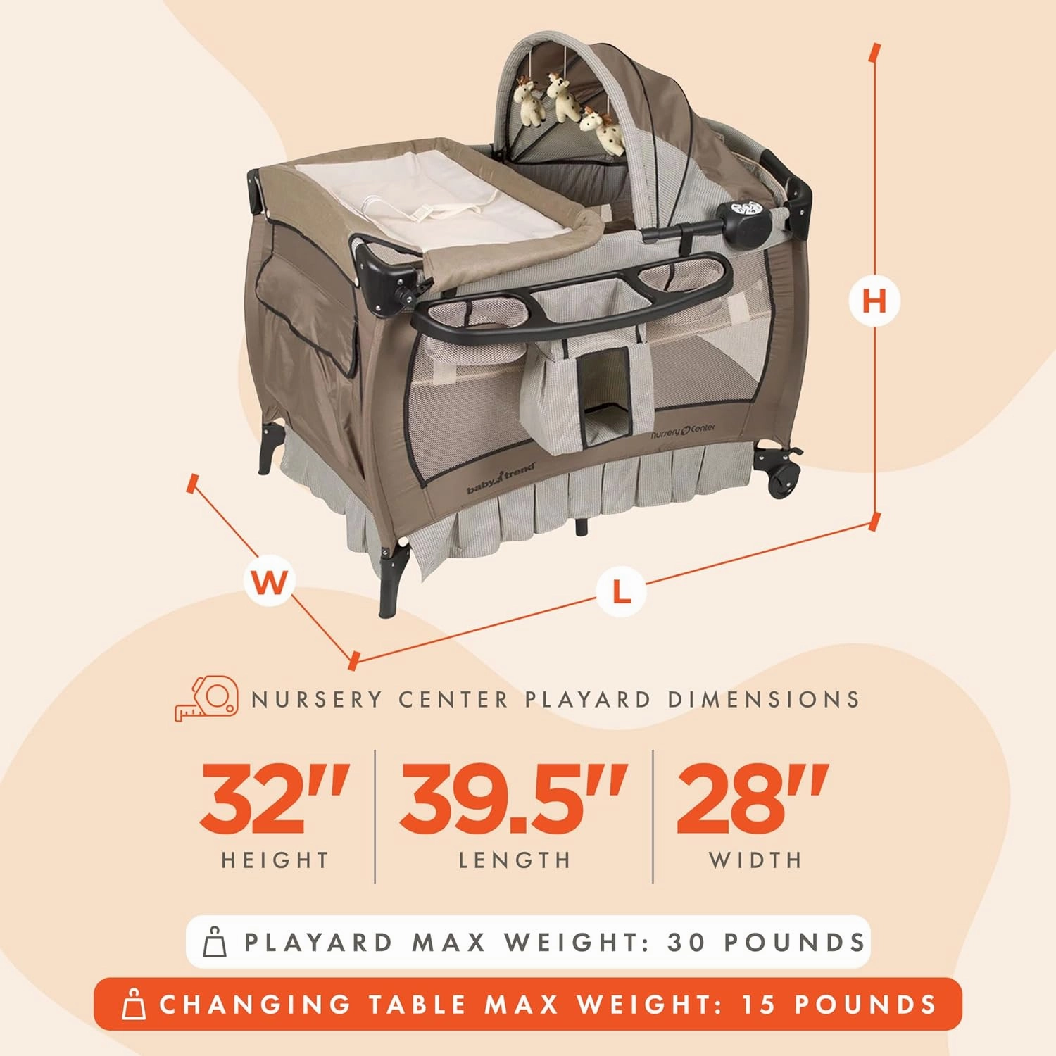 Baby Trend Deluxe Nursery Center® Playard, Havenwood