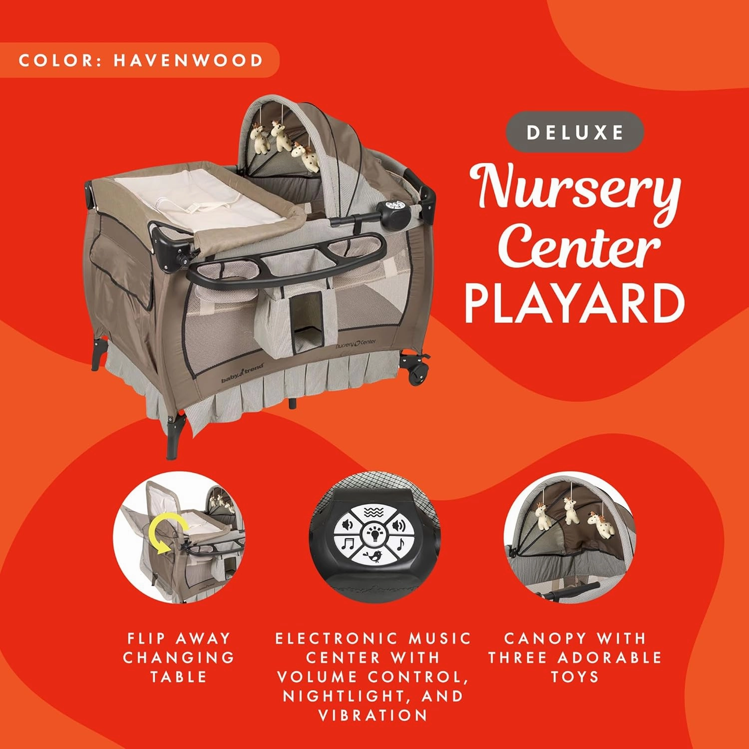 Baby Trend Deluxe Nursery Center® Playard, Havenwood