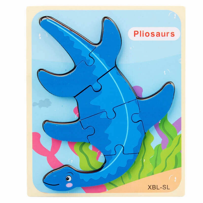 Baby Wooden Cartoon Dinosaur 3D Puzzle Jigsaw - Montessori Educational Toys
