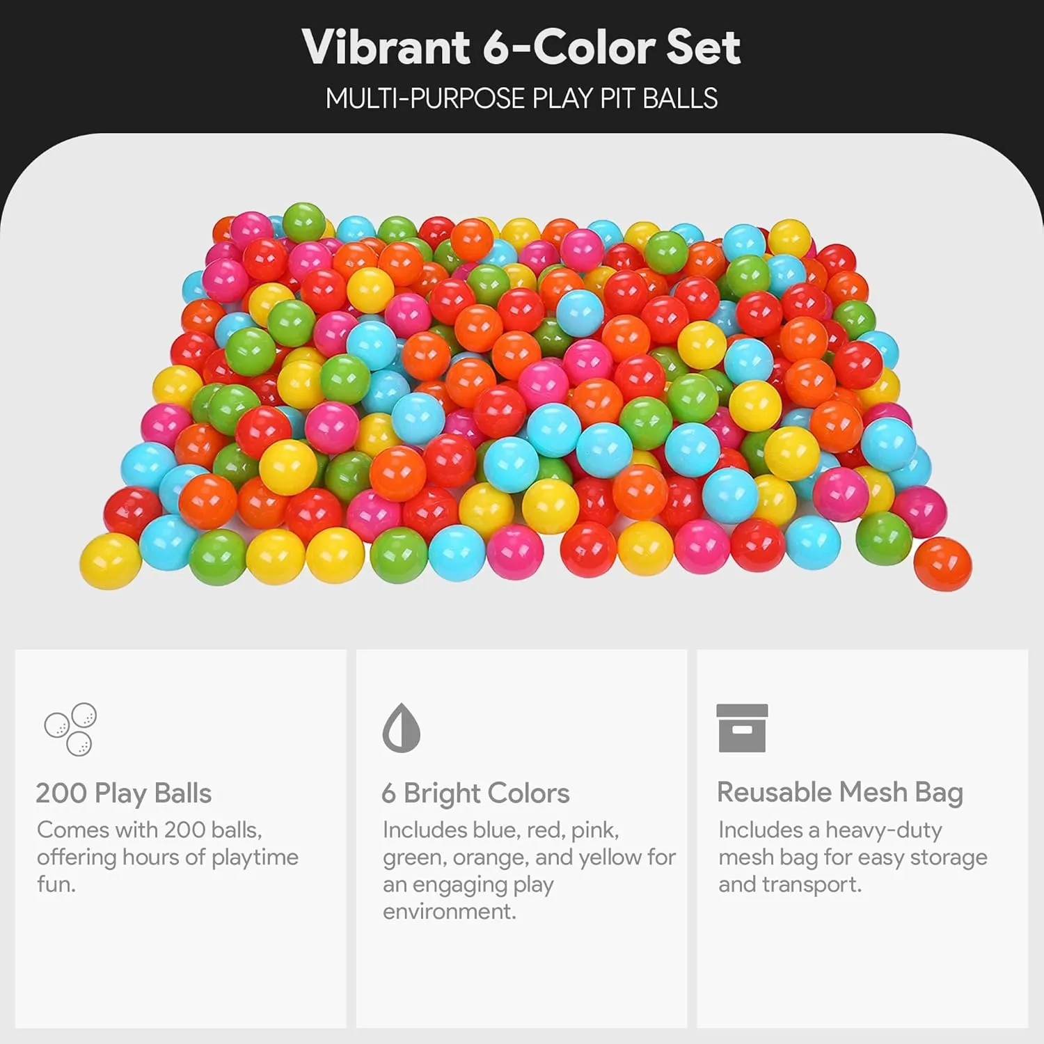 BalanceFrom Play Pit Balls, Kids Plastic Toy Balls for Playpen, Bounce House, or Pool