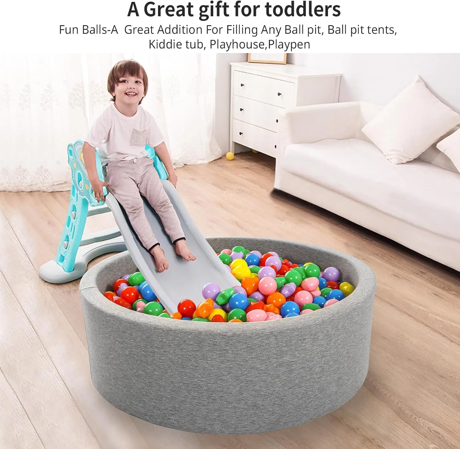 Ball Pit Balls 100 200 500 1000 Plastic Balls for Toddlers Phthalate Free BPA Free Crush Proof Balls in Reusable Play Toys for Kids with Storage Bag Indoor Outdoor