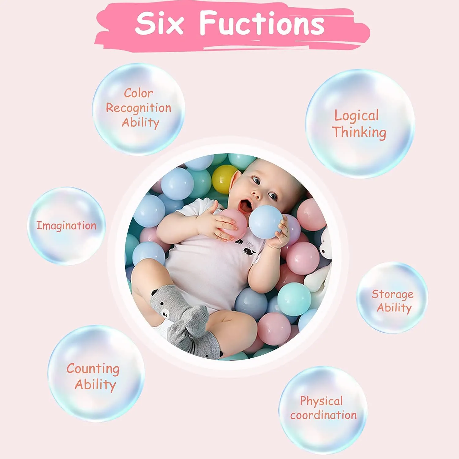 Ball Pit Balls for Baby and Toddler Phthalate Free BPA Free Crush Proof Plastic - Multicolored Pit Balls in Reusable Play Toys for Kids with Storage Bag