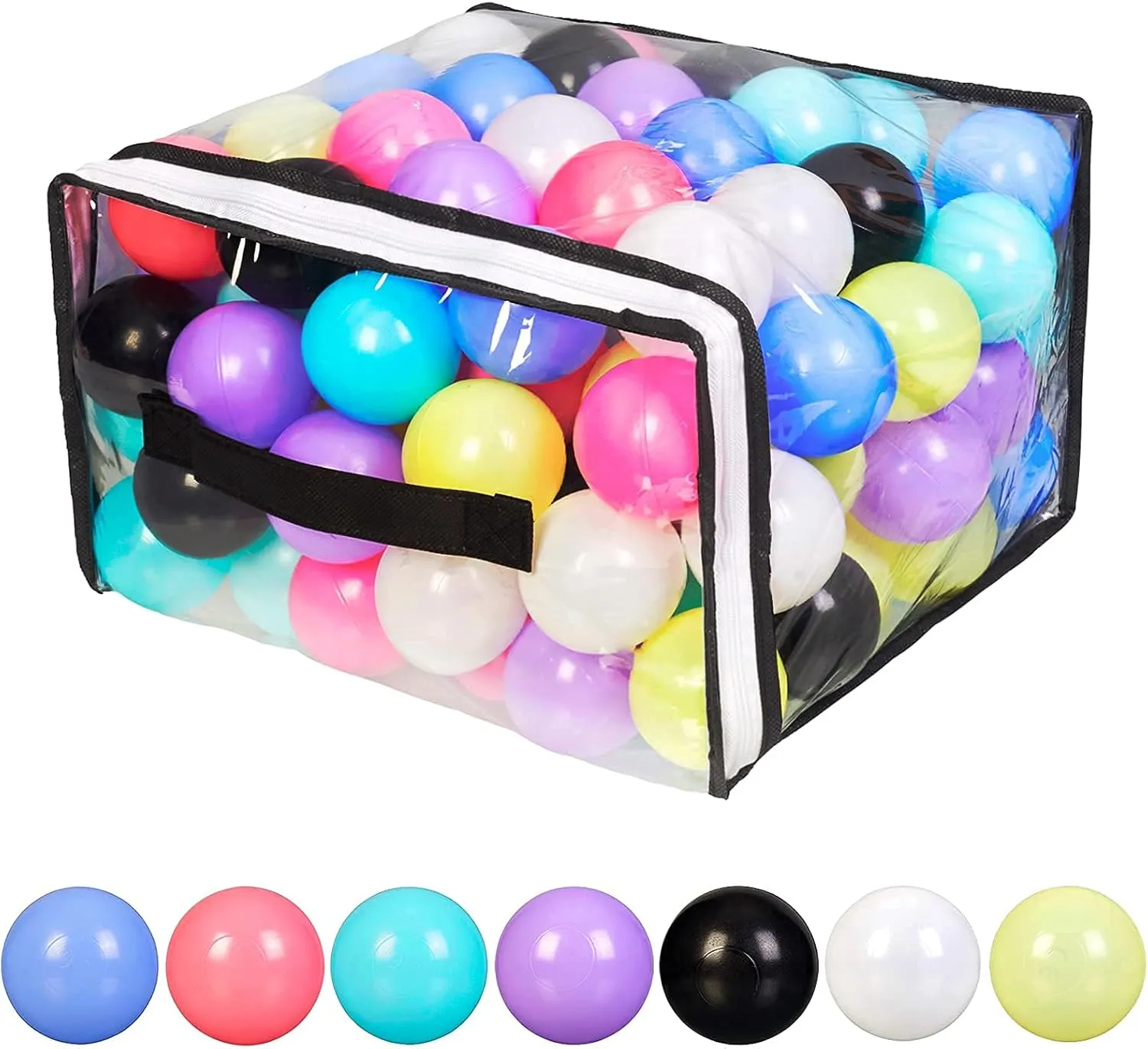 Ball Pit Balls for Baby and Toddler Phthalate Free BPA Free Crush Proof Plastic - Multicolored Pit Balls in Reusable Play Toys for Kids with Storage Bag