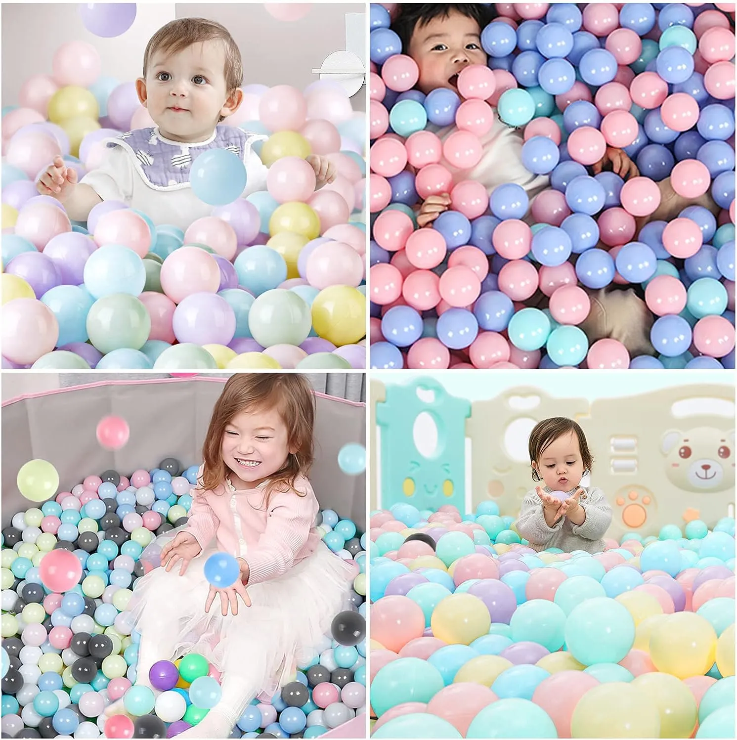 Ball Pit Balls for Baby and Toddler Phthalate Free BPA Free Crush Proof Plastic - Multicolored Pit Balls in Reusable Play Toys for Kids with Storage Bag
