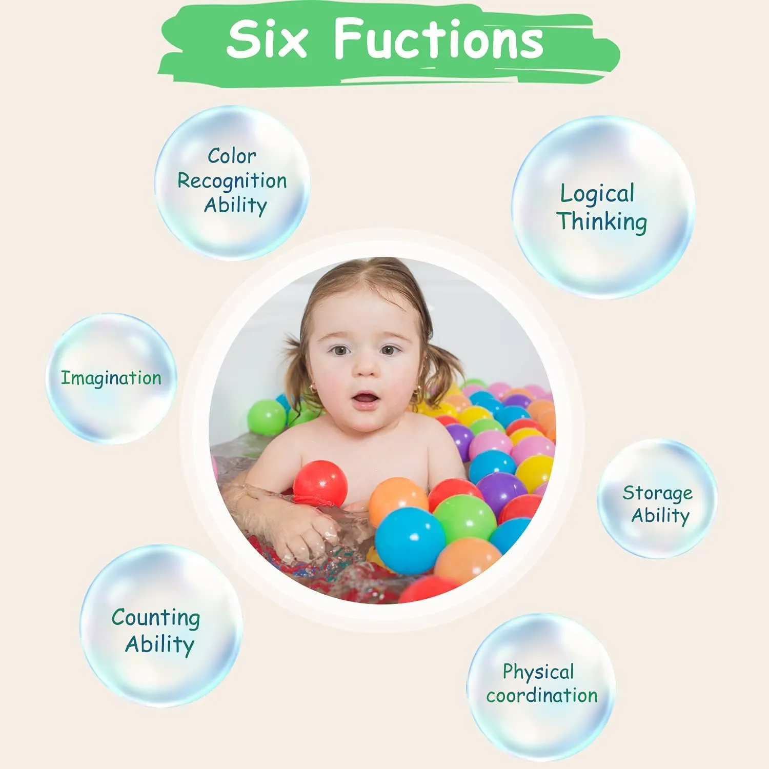 Ball Pit Balls Phthalate Free BPA Free Crush Proof Plastic - 7 Bright Colors in Reusable Play Toys for Kids with Storage Bag