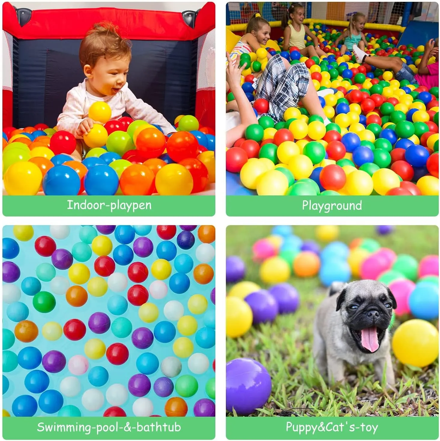 Ball Pit Balls Phthalate Free BPA Free Crush Proof Plastic - 7 Bright Colors in Reusable Play Toys for Kids with Storage Bag