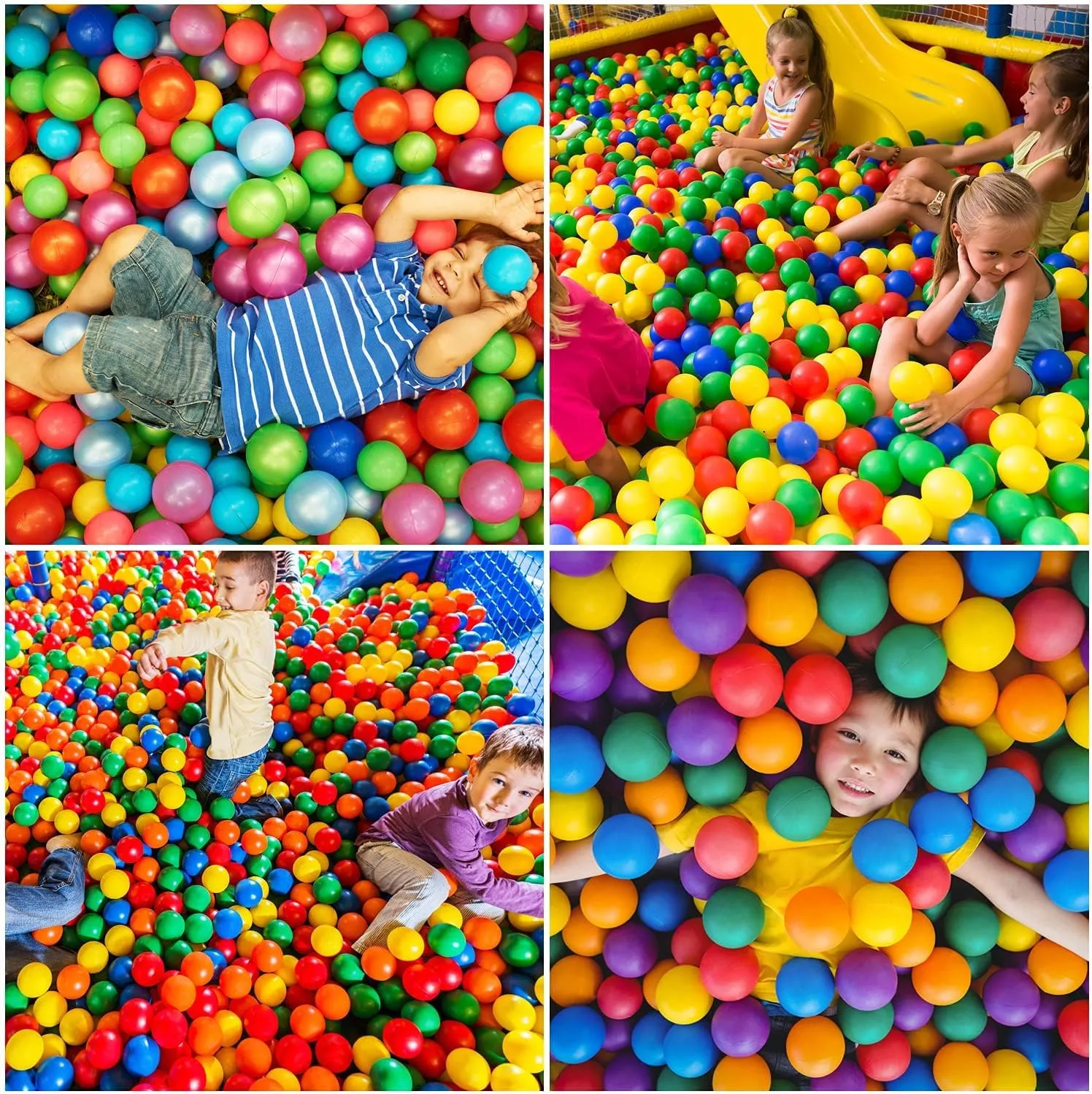 Ball Pit Balls Phthalate Free BPA Free Crush Proof Plastic - 7 Bright Colors in Reusable Play Toys for Kids with Storage Bag