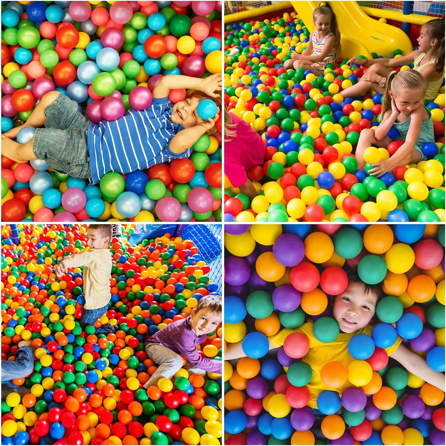 Ball Pit Balls Phthalate Free BPA Free Crush Proof Plastic - 7 Bright Colors in Reusable Play Toys for Kids with Storage Bag