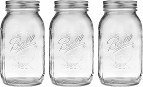 Ball Mason Jar-32 oz. Clear Glass Wide Mouth - Set of 3