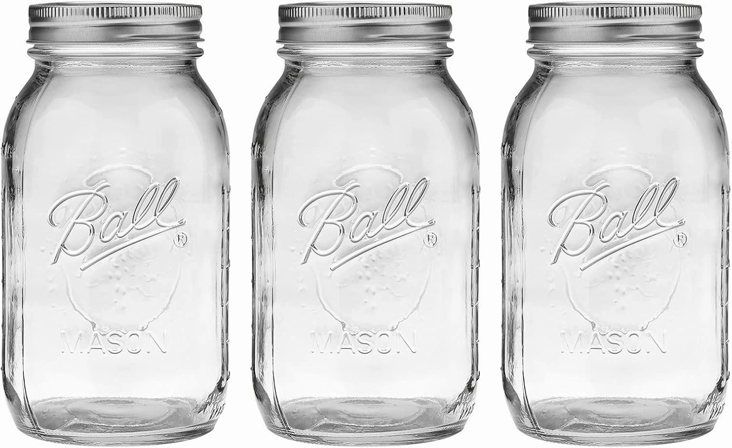 Ball Mason Jar-32 oz. Clear Glass Wide Mouth - Set of 3