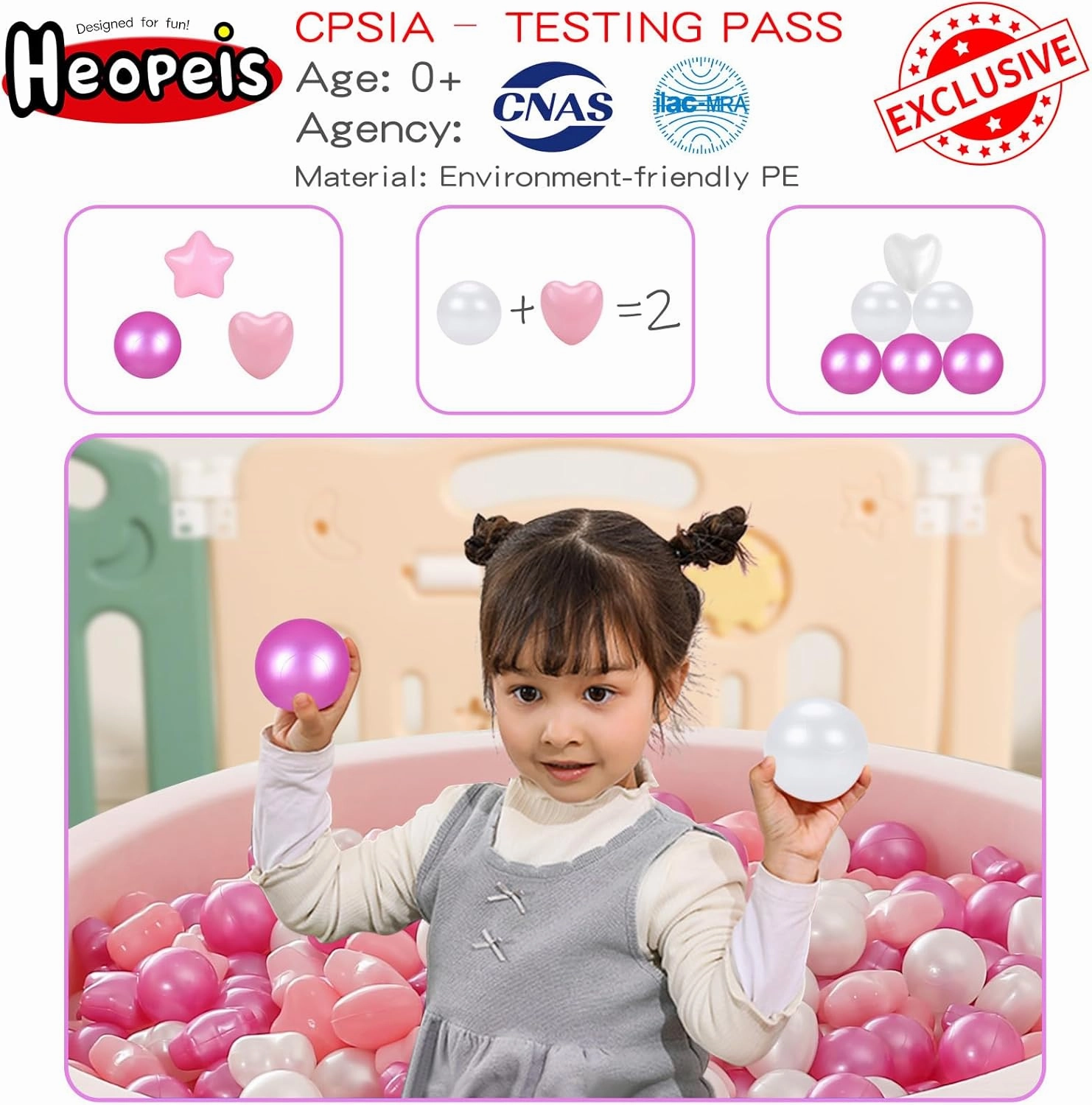 Ball Pit Balls 100 200 500 1000 Plastic Balls for Toddlers Phthalate Free BPA Free Crush Proof Balls in Reusable Play Toys for Kids with Storage Bag Indoor Outdoor
