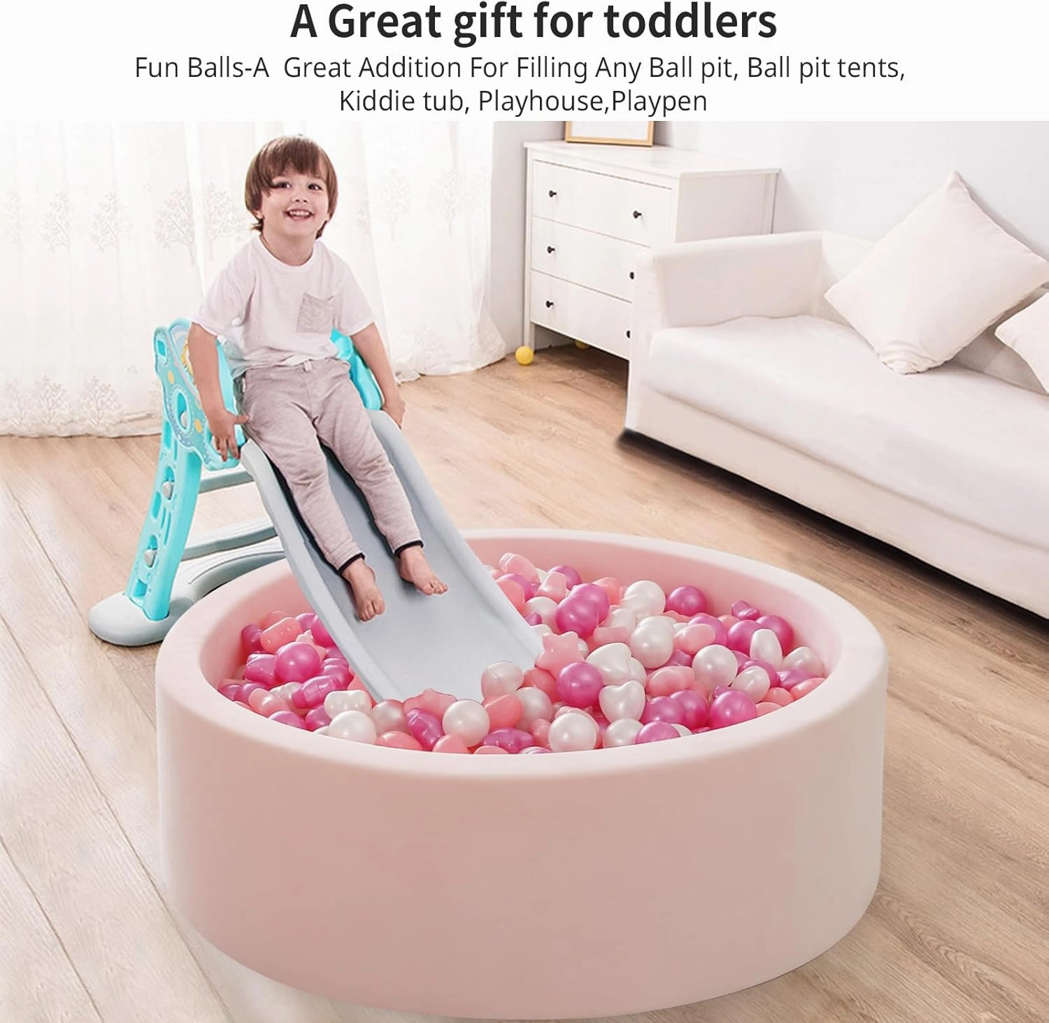 Ball Pit Balls 100 200 500 1000 Plastic Balls for Toddlers Phthalate Free BPA Free Crush Proof Balls in Reusable Play Toys for Kids with Storage Bag Indoor Outdoor