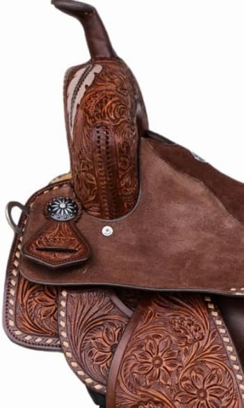 Barrel Racing Western Wooden Tree Horse Saddles Handmade Premium Leather Comfort Horses Trail Equestrian Tooled Carved Horse Saddle Riding Size: 10-18 inches Seat, KT07