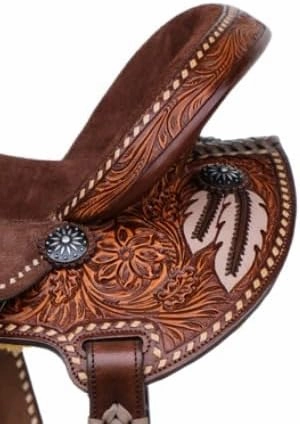 Barrel Racing Western Wooden Tree Horse Saddles Handmade Premium Leather Comfort Horses Trail Equestrian Tooled Carved Horse Saddle Riding Size: 10-18 inches Seat, KT07