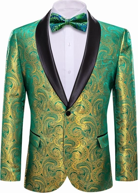 Barry.Wang Blazer for Men Paisley Sport Coat Lightweight Suit Jacket Regular Tuxedo Flower Mardi Gras Carnival Gift