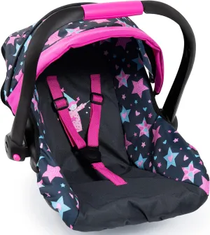 Bayer Design Dolls: Car Seat - Turquoise, Pink, Stars - Fits Dolls Up to 18", Kids Pretend Play, Safety Belt, Sun Canopy, Ages 3 