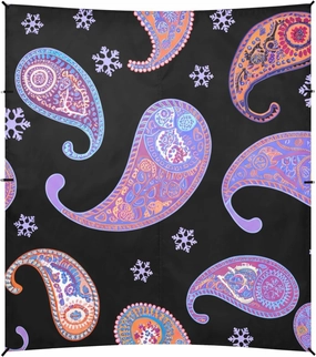 Beach Tent Canopy Patio Sun Shade Outdoor 9.2 × 10.5 FT Colorful Purple Paisley Black Camping Sun Shelter Yard Picnic Windproof with Sand Bags Poles