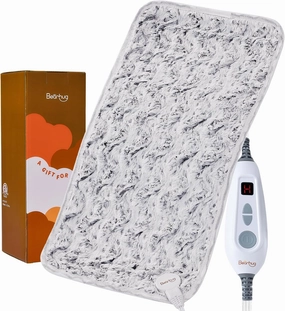 Bearhug Electric Heating Pad 12''x24'' Double-Sided Faux Fur Heated Pad, 6 Heat Levels, 2H Auto-Off, Moist & Dry Heat Therapy for Back Pain Relief, Machine Washable, ETL Certified - Gift Box